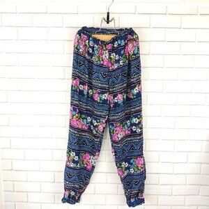 Tween Scene Blue and Pink Floral/Tribal Joggers 5/6 Girls